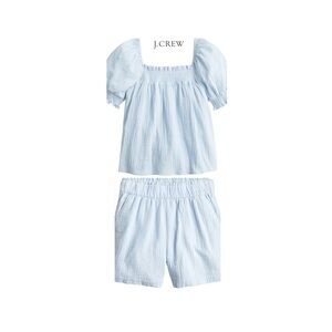 J. Crew EUC Set Squareneck Puff Sleeve Soft Gauze Top & Pull On Shorts 2x/3x